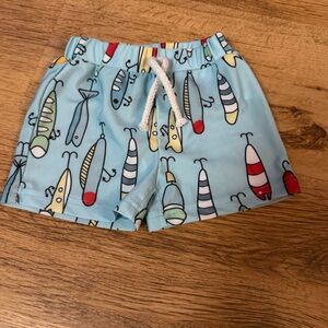Kids' Blue Fish Print Shorts